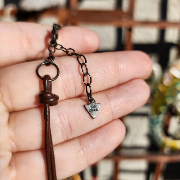 Silpada Turquoise Necklace N1858 Tigers Eye Calcite 925 Sterling Silver Leather - Picture 15 of 16